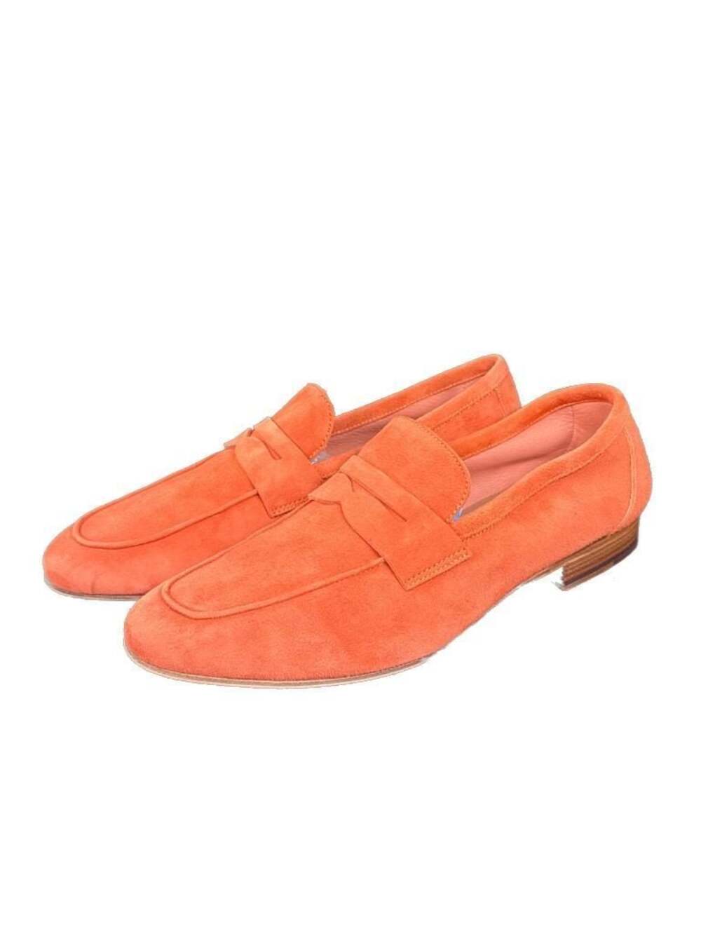 M.Gemi The Sacca Donna Tangerine Orange Suede Penny Loafers, Beautiful Size 40.5 - Picture 2 of 8
